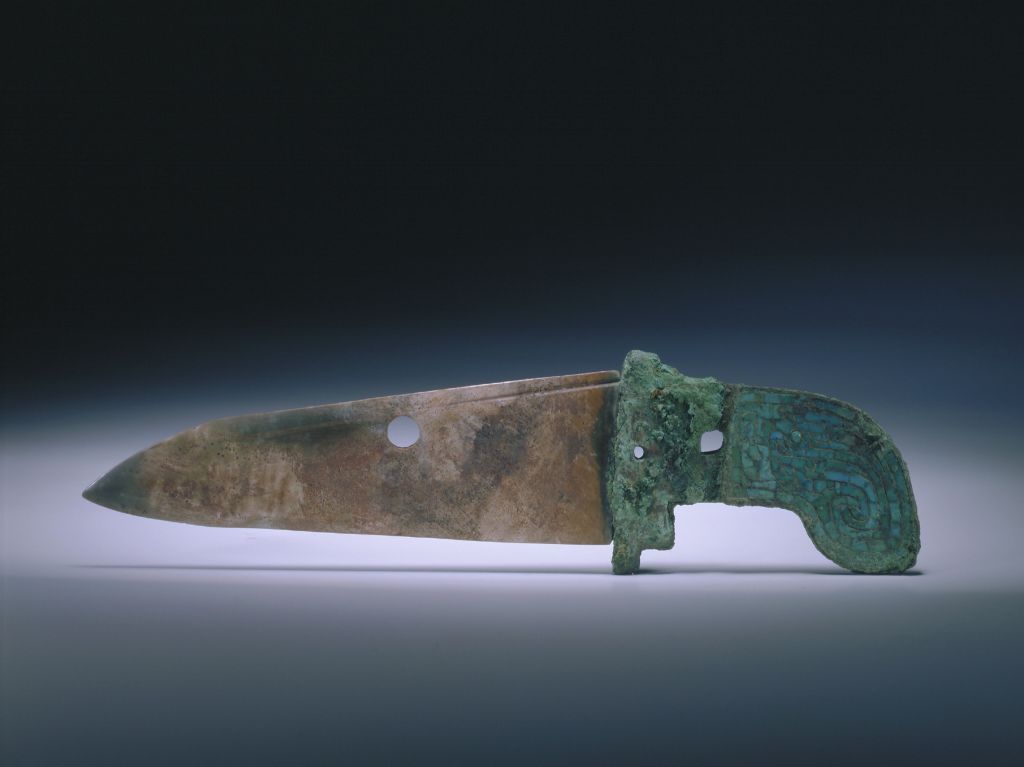 图片[1]-Jade inlaid turquoise bronze handle dagger-China Archive